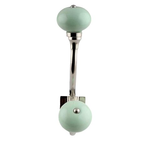 Sage Green Ceramic Silver Iron Hooks